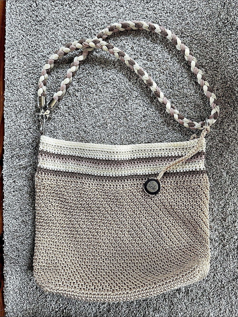 The Sak Crocheted Shoulder Bag in Brown & Cream